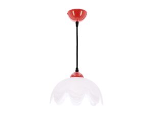 Miniaturka 2 - Lampa wisząca Volevano – biały falisty klosz i czerwone detale