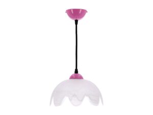 Miniaturka 1 - Lampa wisząca Volevano malinowa z białym falowanym kloszem