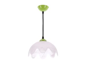 Miniaturka 4 - Lampa wisząca Volevano pistacjowa z białym falowanym kloszem