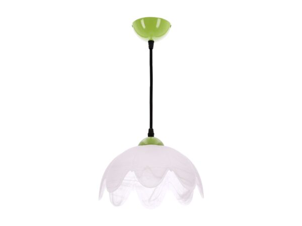 Lampa wisząca Volevano pistacjowa z białym falowanym kloszem