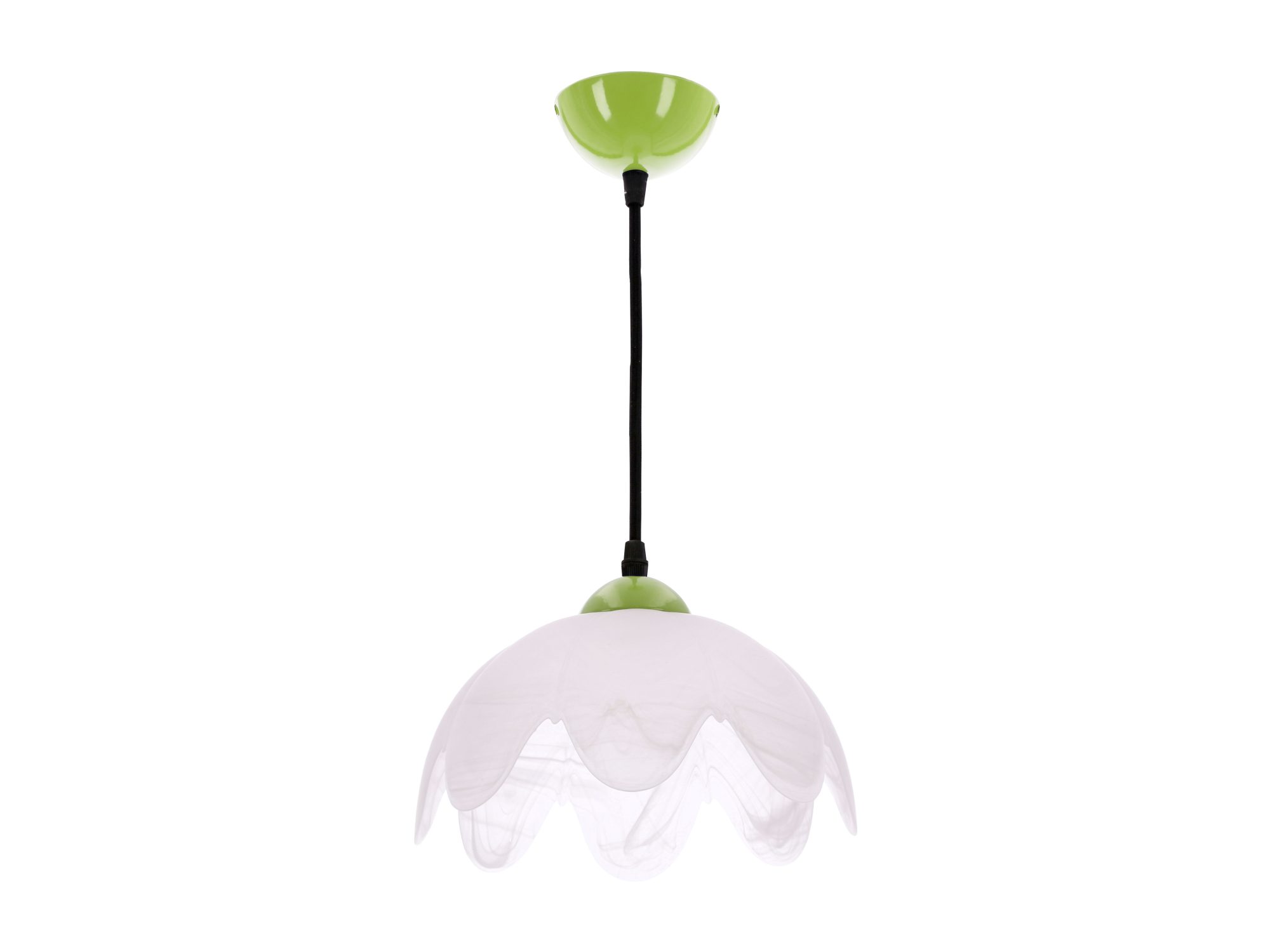 Lampa wisząca Volevano pistacjowa z białym falowanym szklanym kloszem
