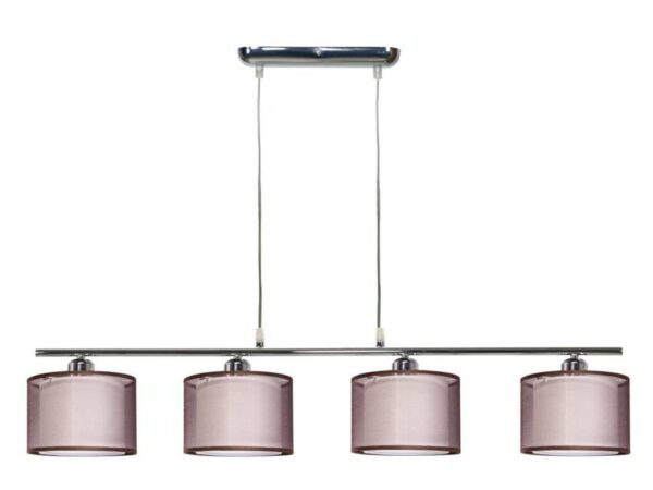 Lampa wisząca Volivina z chromowaną listwą i białymi tkaninowymi abażurami