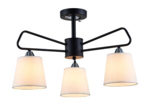 Miniaturka 3 - Lampa wisząca Voloreta czarna z trzema jasnymi abażurami