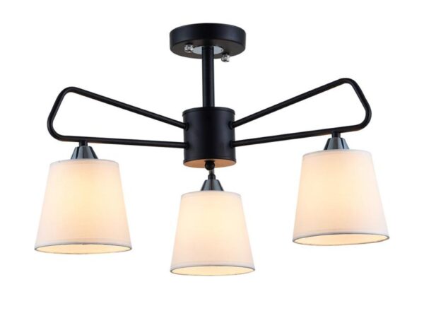 Lampa wisząca Voloreta czarna z trzema jasnymi abażurami