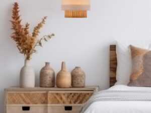 Miniaturka 1 - Lampa wisząca z rattanowym abażurem 20 cm – Biały / Kremowy – zdjęcie 2