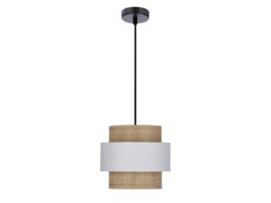Miniaturka 2 - Lampa wisząca z rattanowym abażurem 20 cm – Biały / Kremowy