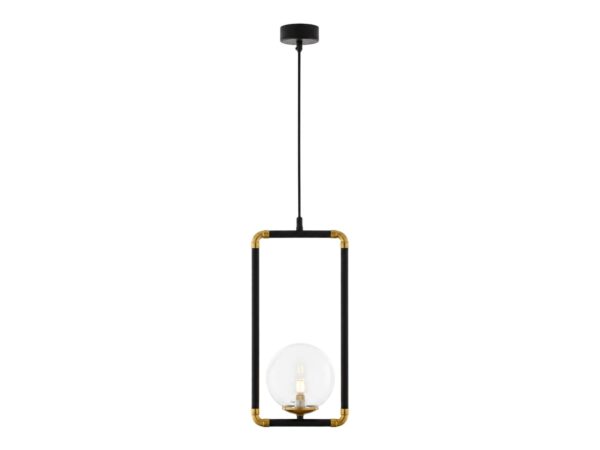 Lampa wisząca Zafra z kulistym kloszem, 2 kolory szkła na białym tle