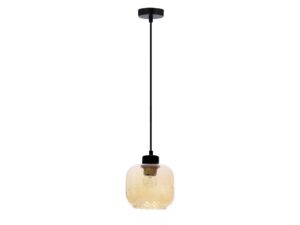 Miniaturka 3 - Lampa wisząca Zarasio pojedyncza z bursztynowym kloszem i czarnym zawieszeniem