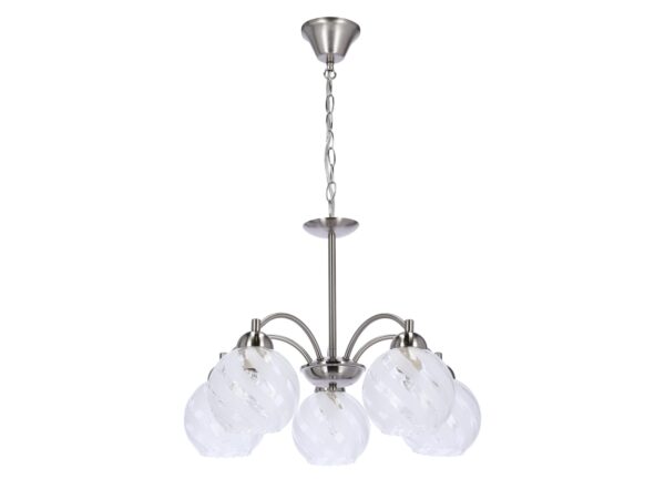 Lampa wisząca Zarevora satynowa z pięcioma szklanymi kloszami