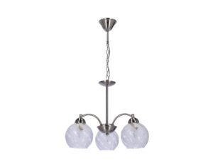 Miniaturka 2 - Lampa wisząca Zarevora satynowa z trzema matowymi szklanymi kloszami