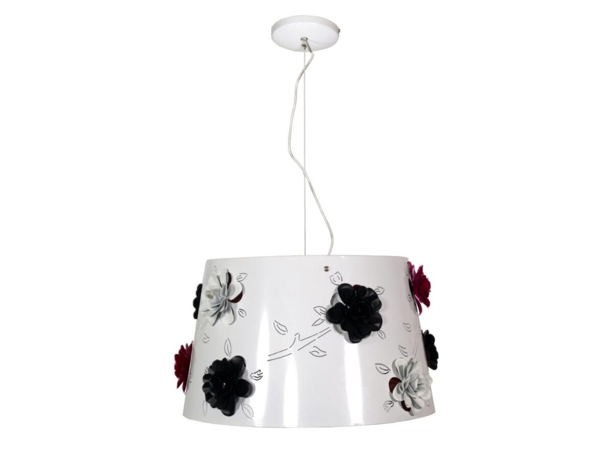 Lampa wisząca Zaridora biała z dekoracyjnymi kwiatami