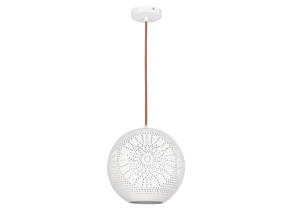 Lampa wisząca Zarolia kula biała wzór promienisty 25 cm