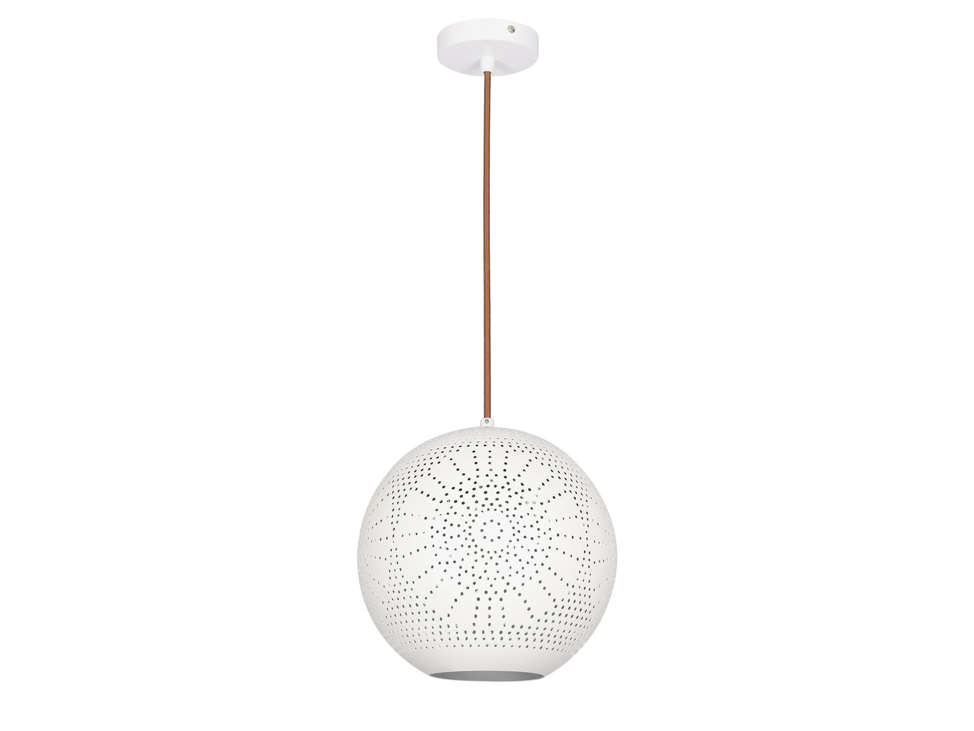 Lampa wisząca Zarolia kula biała wzór promienisty 25 cm