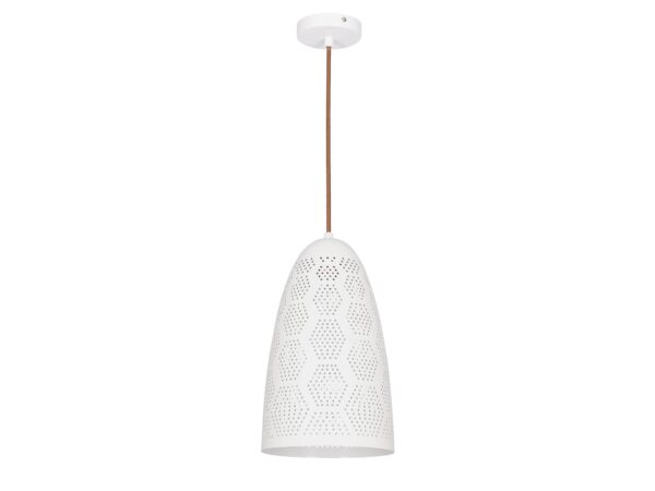Lampa wisząca Zarolia stożek biały 20 cm z ażurowym kloszem
