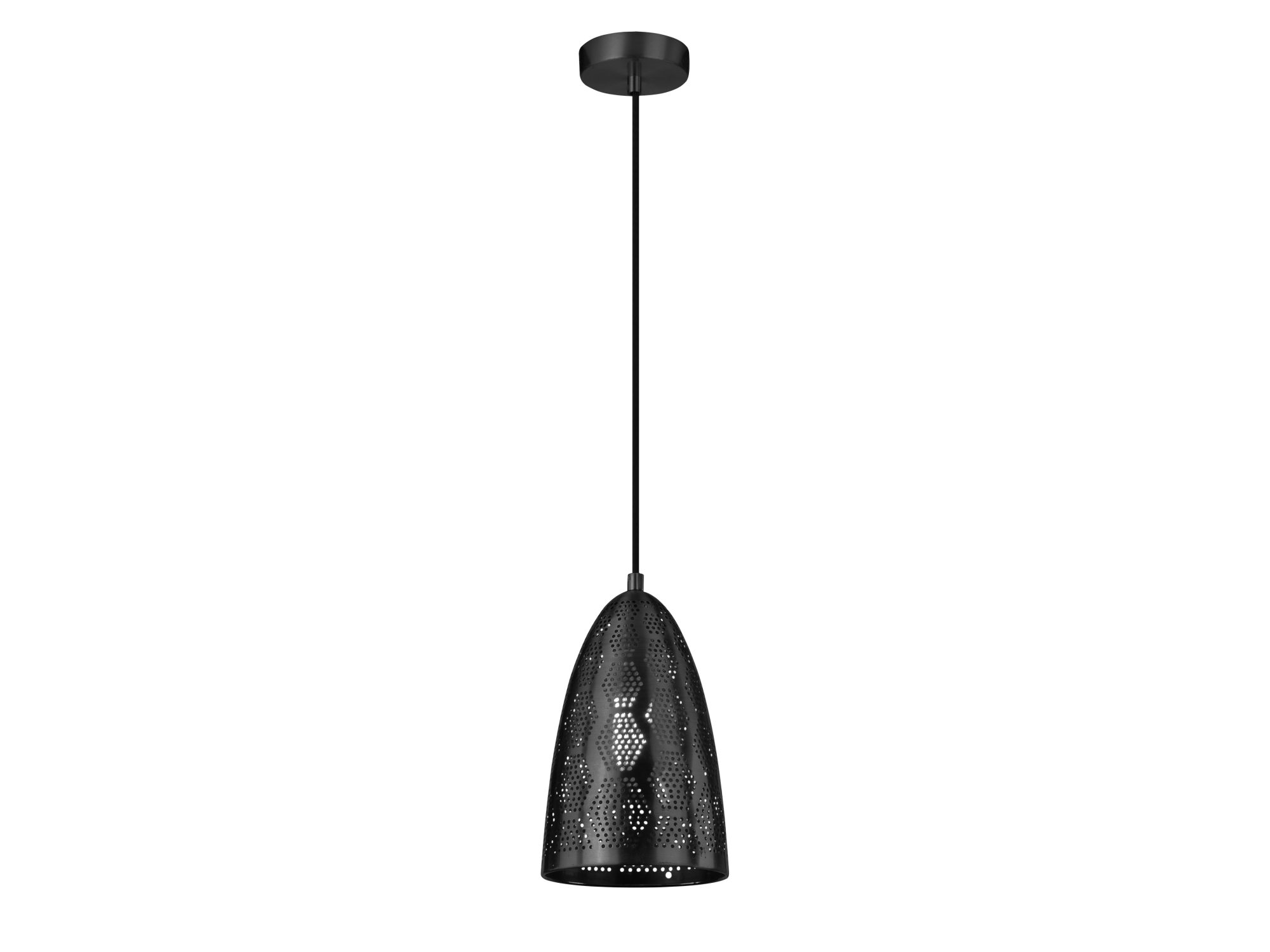 Lampa wisząca Zarolia stożek czarny z ażurowym kloszem