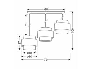 Miniaturka 3 - Wymiary lampy wiszącej Zarosela: 100 cm wysokości i 75 cm szerokości