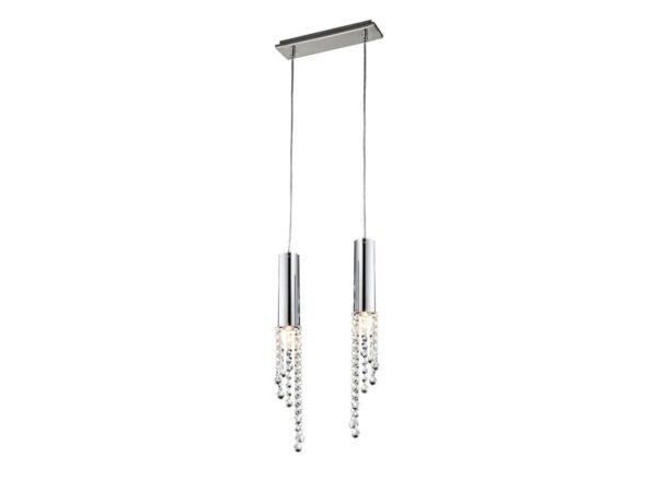 Lampa wisząca Zelamona dwa chromowane klosze GU10 z kryształkami