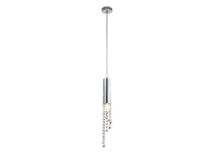 Miniaturka 3 - Lampa wisząca Zelamona chromowana pojedynczy klosz z kryształkami