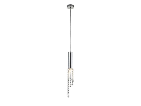 Lampa wisząca Zelamona chromowana pojedynczy klosz z kryształkami