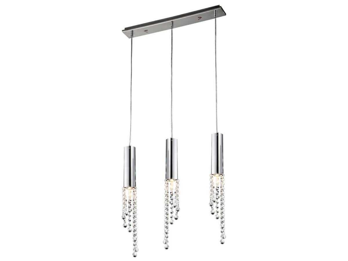 Lampa wisząca Zelamona 3-punktowa z kryształkami 55 cm