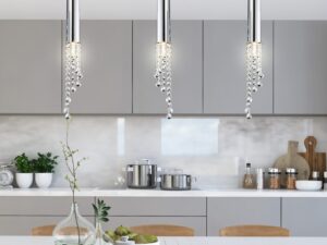 Miniaturka 2 - Chromowana lampa wisząca Zelamona jedna tuba w aranżacji wnętrza