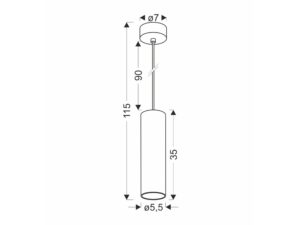 Miniaturka 1 - Lampa wisząca Zelasa GU10 czarna 5,5 cm z dekorem drewna – zdjęcie 2