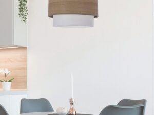 Miniaturka 3 - Biało-orzechowa lampa wisząca Zelato nad stołem w jadalni