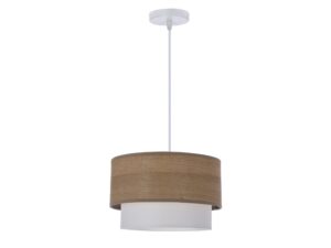 Miniaturka 1 - Lampa wisząca Zelato z orzechowym abażurem i białym dolnym pasem