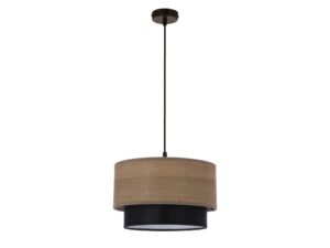 Miniaturka 4 - Lampa wisząca Zelato z orzechowym abażurem i czarnym dolnym pasem