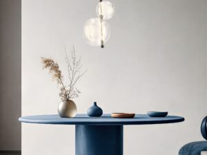 Miniaturka 1 - Lampa wisząca Zelotena z dwiema szklanymi kulami nad stołem