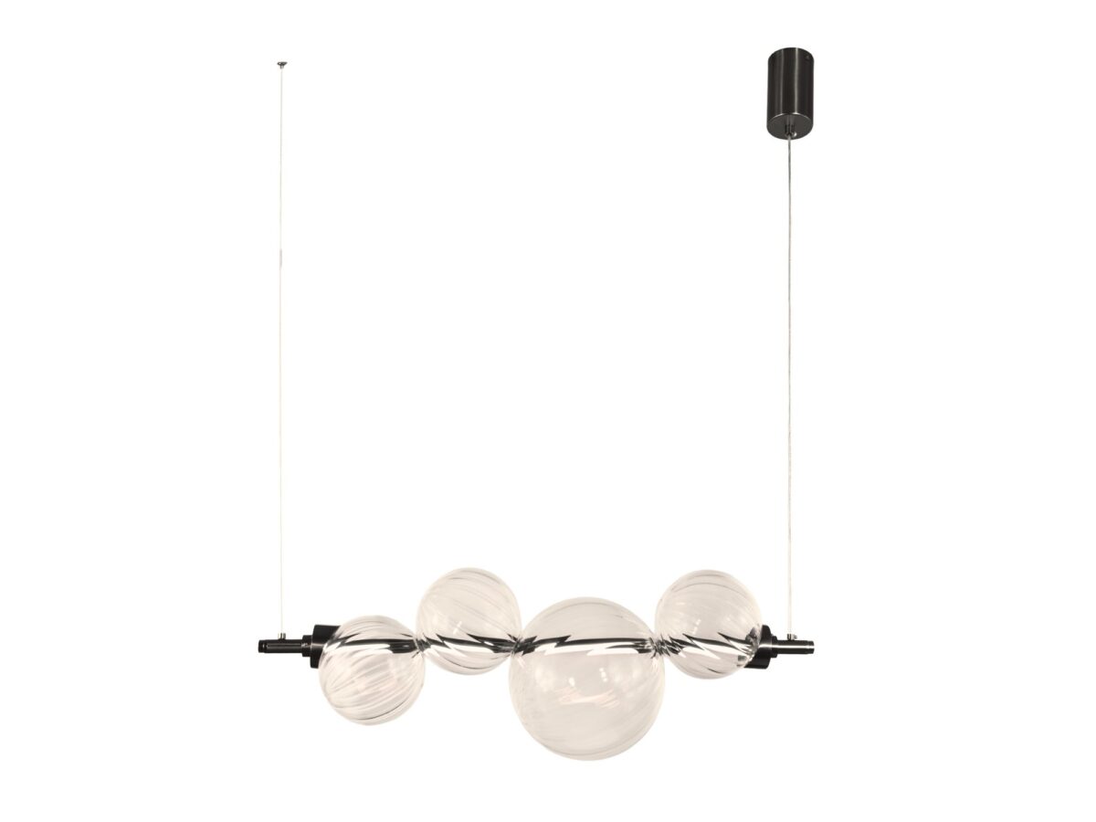 Lampa wisząca LED Zelotena 4 kule 62 cm – czarna