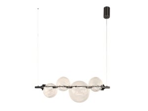 Miniaturka 3 - Lampa wisząca Zelotena z czarną belką i czterema przezroczystymi szklanymi kulami