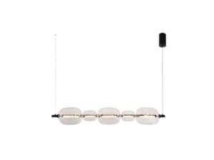 Miniaturka 4 - Lampa wisząca LED Zelotena pozioma z pięcioma przezroczystymi szklanymi kloszami