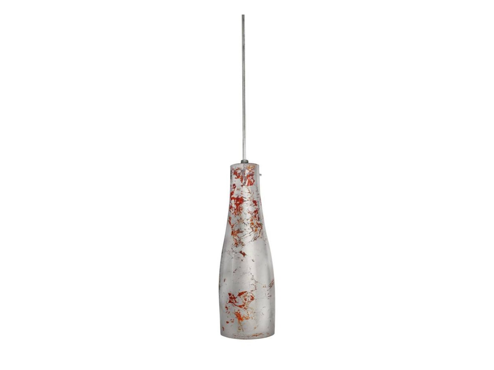 Lampa wisząca Zelovona ze srebrnym kloszem i czerwonym zdobieniem