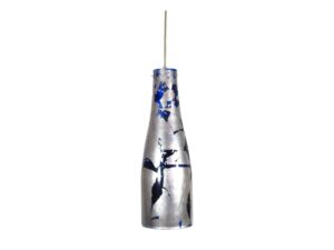 Miniaturka 3 - Lampa wisząca Zelovona ze srebrnym kloszem i niebieskim zdobieniem