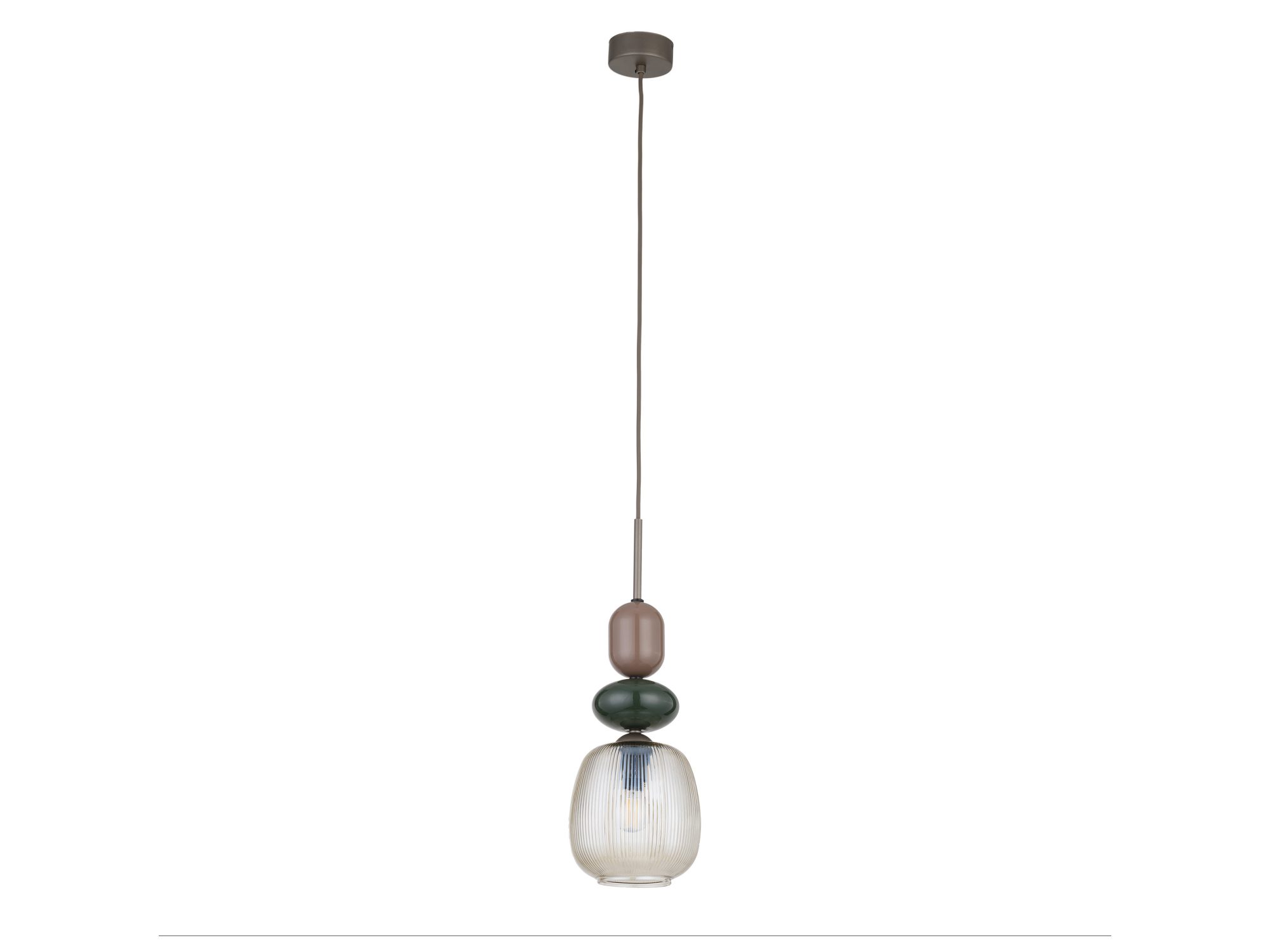 Lampa wisząca Zen Botti w ciemnym brązie z koniakowym szkłem, zdjęcie produktowe