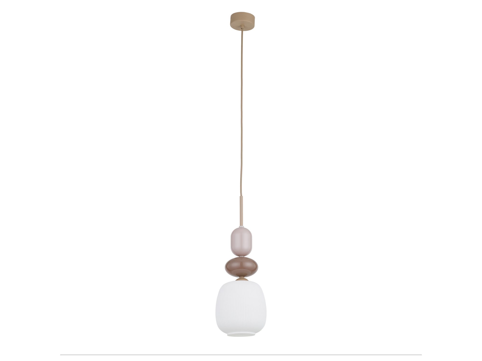 Lampa wisząca Zen Botti piaskowy beż z białym kloszem na białym tle