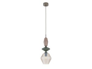 Miniaturka 1 - Lampa wisząca Zen Fuso ciemny brąz i szkło koniakowe, widok na białym tle
