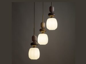 Miniaturka 6 - Lampa wisząca Zen Koło Botti w piaskowym beżu z białym szkłem drugi widok