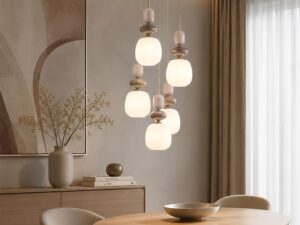 Miniaturka 5 - Lampa wisząca Zen Koło z białymi kloszami Botti we wnętrzu