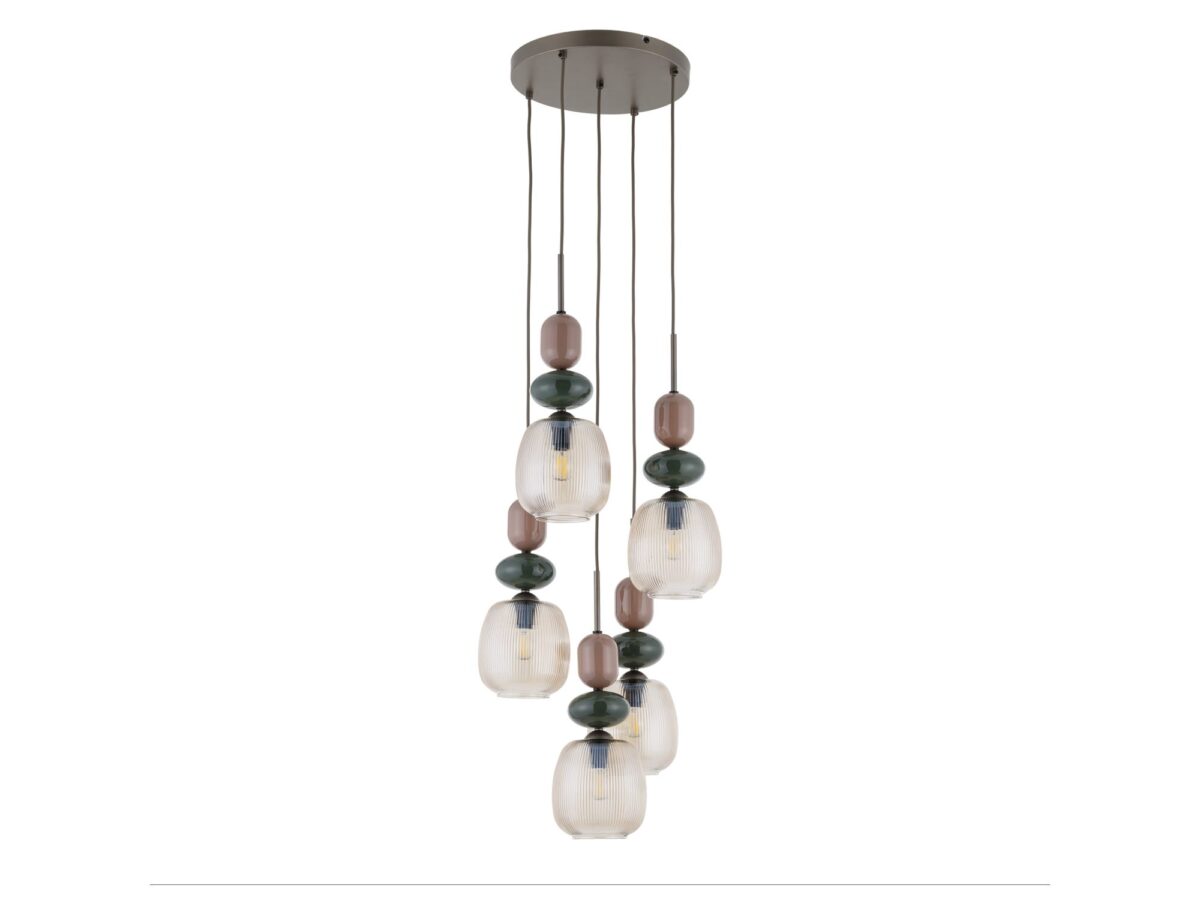 Lampa wisząca Zen Koło 5-punktowa ze szklanymi kloszami