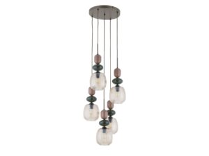 Miniaturka 8 - Lampa wisząca Zen Koło z koniakowymi kloszami Botti na białym tle