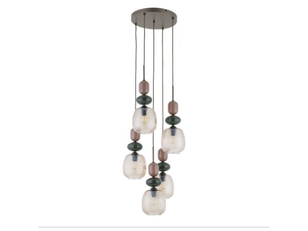 Lampa wisząca Zen Koło z koniakowymi kloszami Botti na białym tle