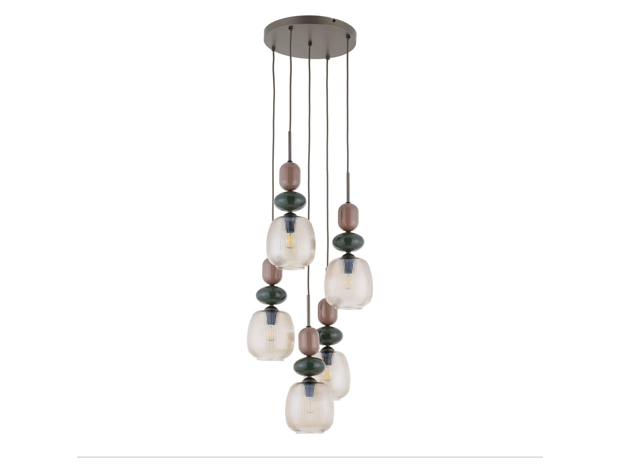 Lampa wisząca Zen Koło z koniakowymi kloszami Botti na białym tle
