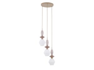 Miniaturka 3 - Lampa wisząca Zen Koło Fuso piaskowy beż i białe szkło na białym tle