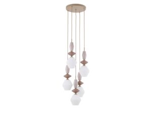 Miniaturka 3 - Lampa wisząca Zen Koło z białymi kloszami Fuso na białym tle