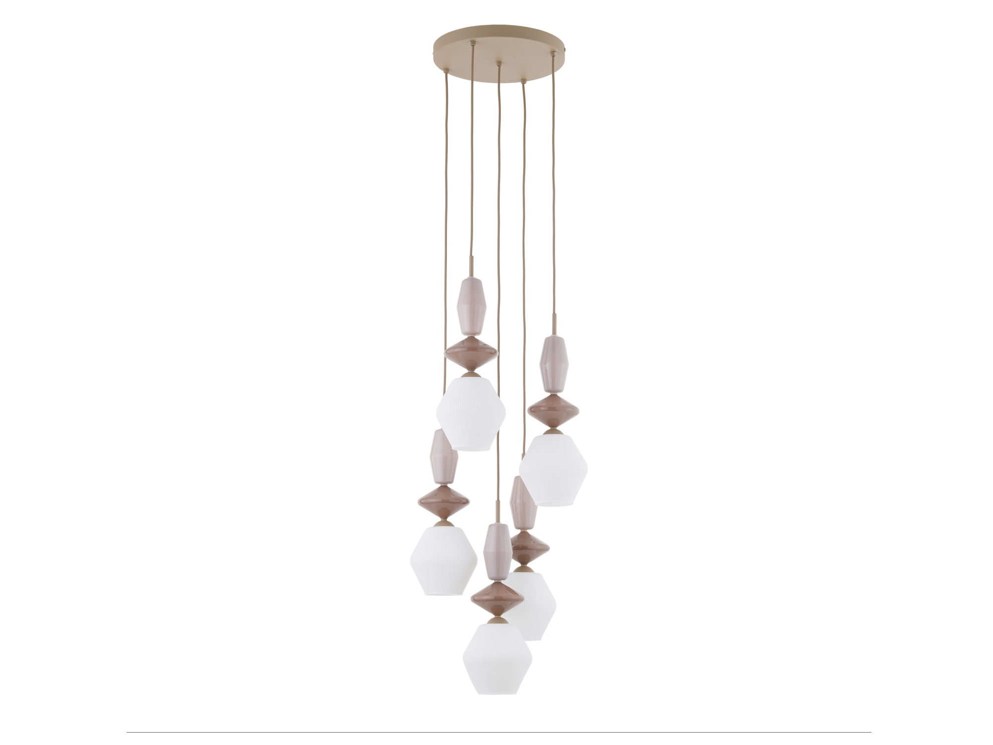 Lampa wisząca Zen Koło z białymi kloszami Fuso na białym tle