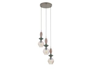 Miniaturka 1 - Lampa wisząca Zen Koło Fuso ciemny brąz z koniakowym szkłem na białym tle