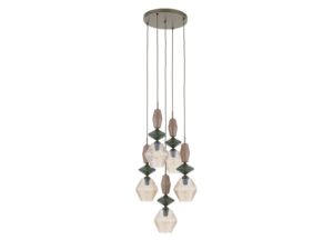 Miniaturka 2 - Lampa wisząca Zen Koło z koniakowymi kloszami Fuso na białym tle