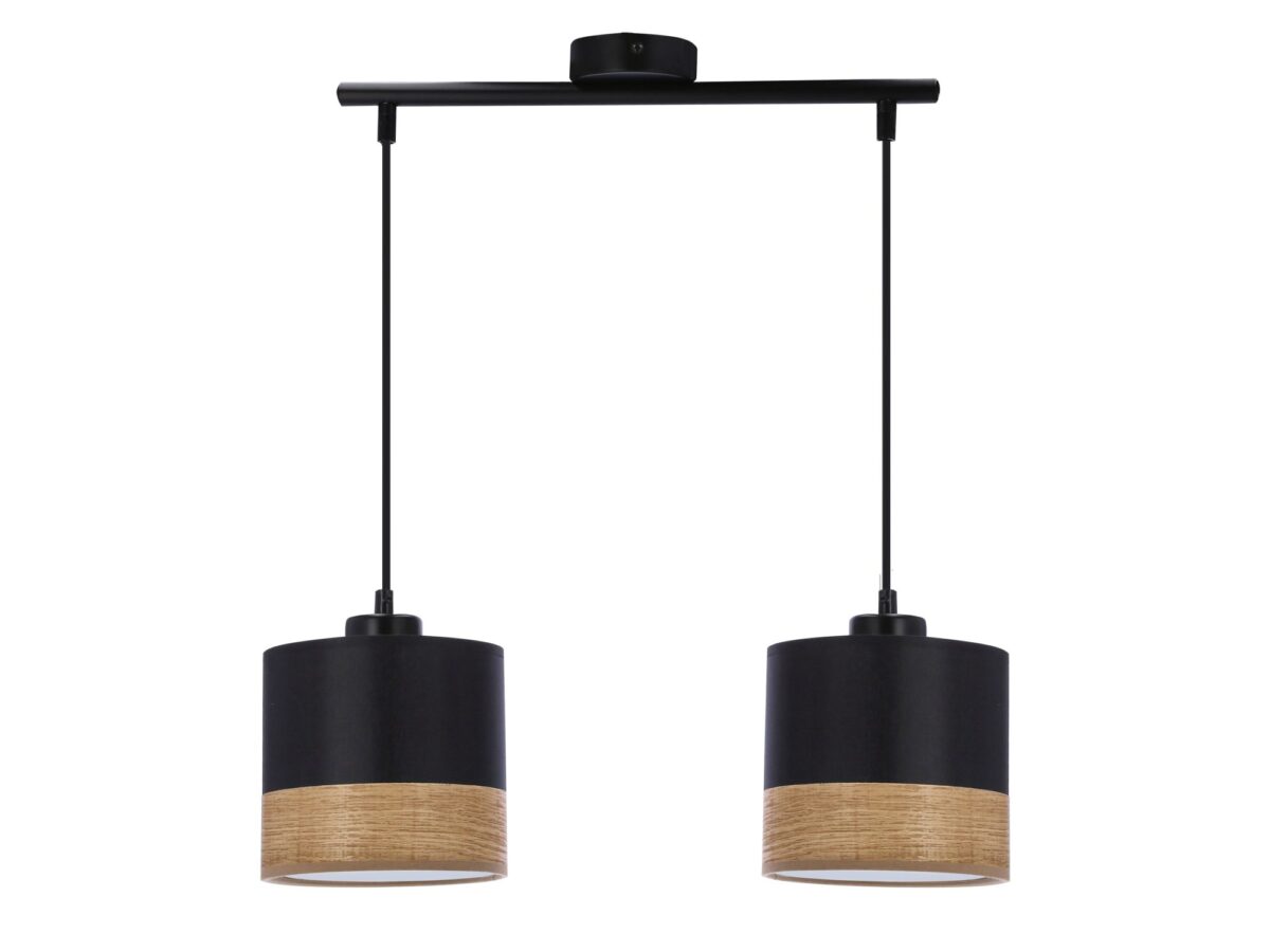 Lampa wisząca Zenala 2-punktowa czarna z fornirem 48 cm